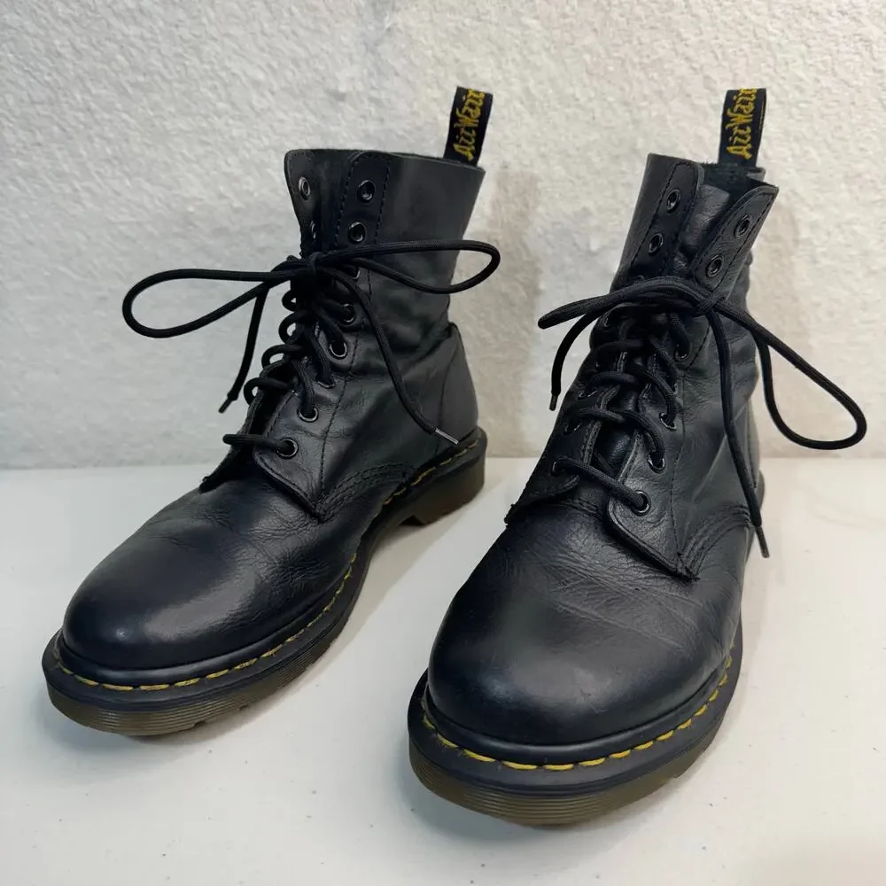 Original Dr Marten 1460 8-Eye Boot Pascal Virginia Leather Black Lace Up Size 10